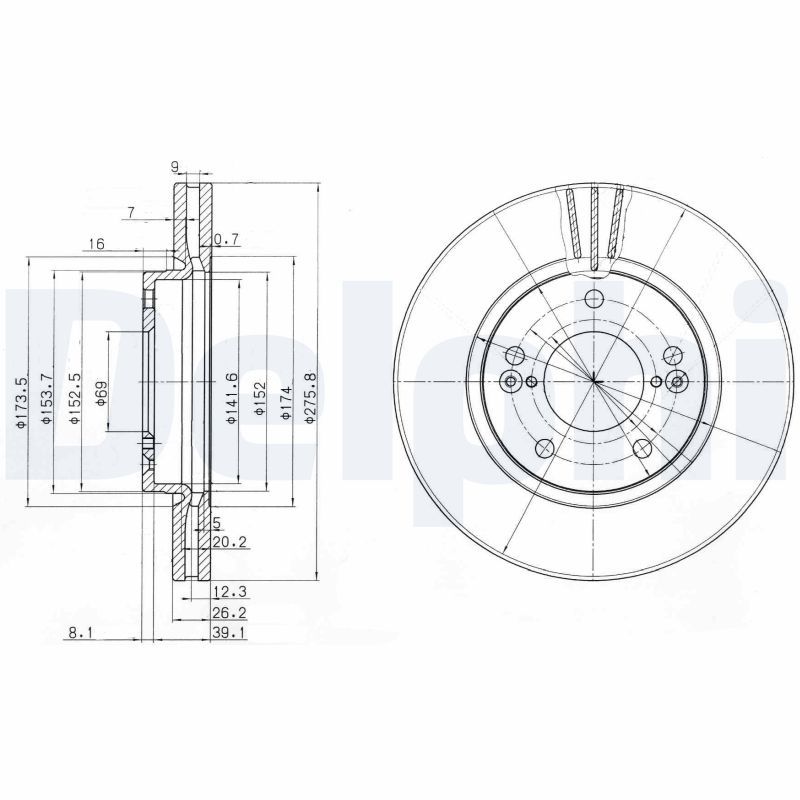 DELPHI BG3721 Brake Disc