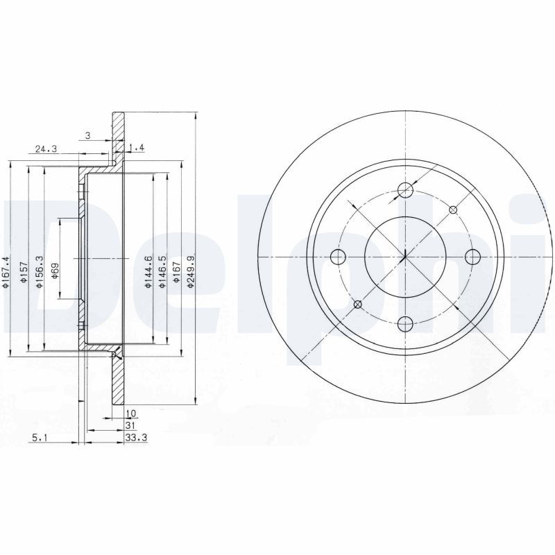 DELPHI BG3971 Brake Disc