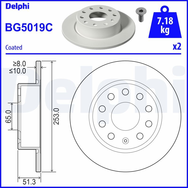 DELPHI BG5019C Brake Disc