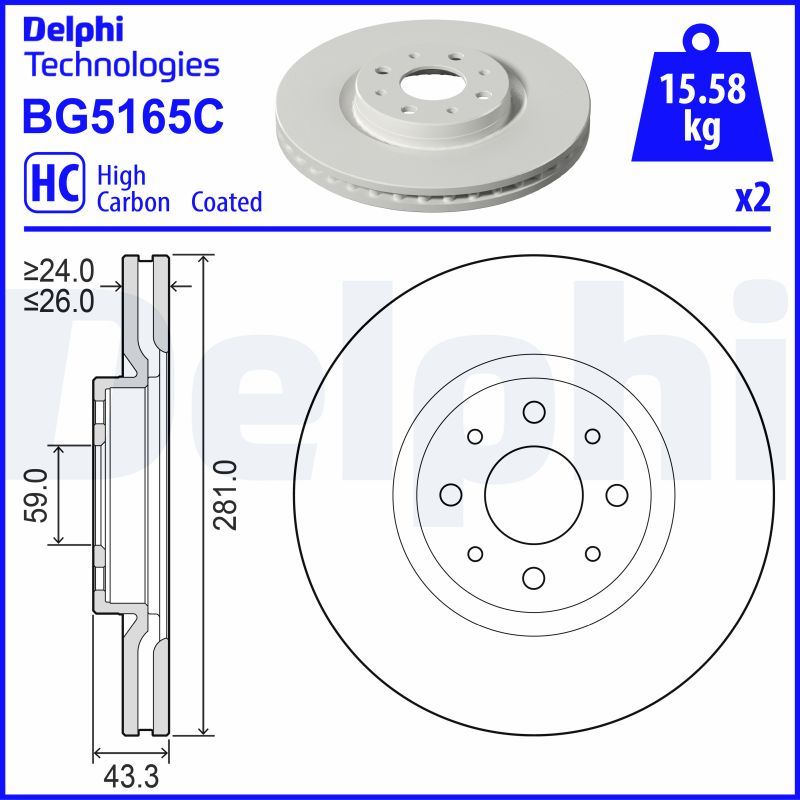 DELPHI BG5165C Brake Disc