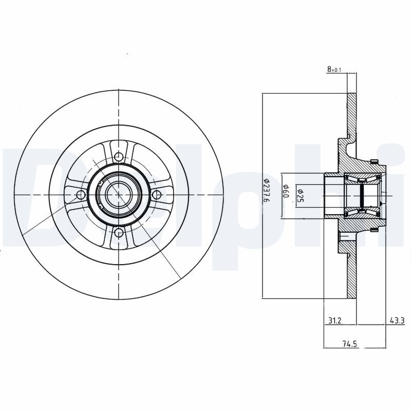 DELPHI BG9025RS Brake Disc