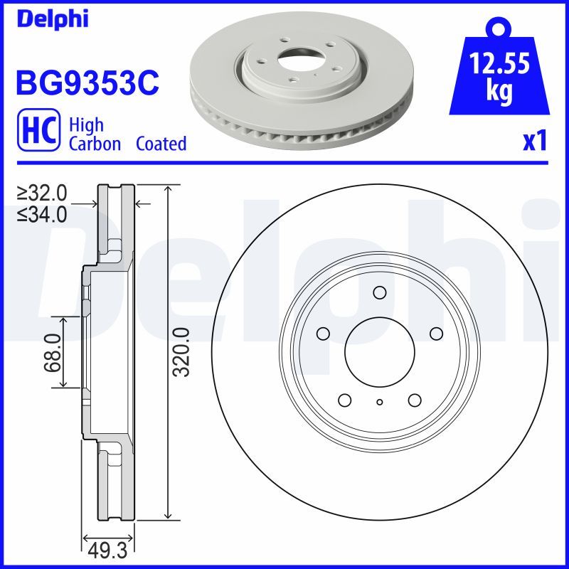 DELPHI BG9353C Brake Disc