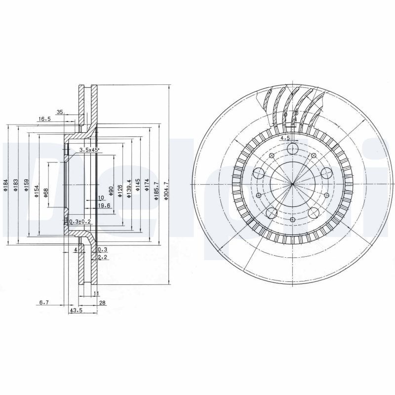 DELPHI BG9514C Brake Disc
