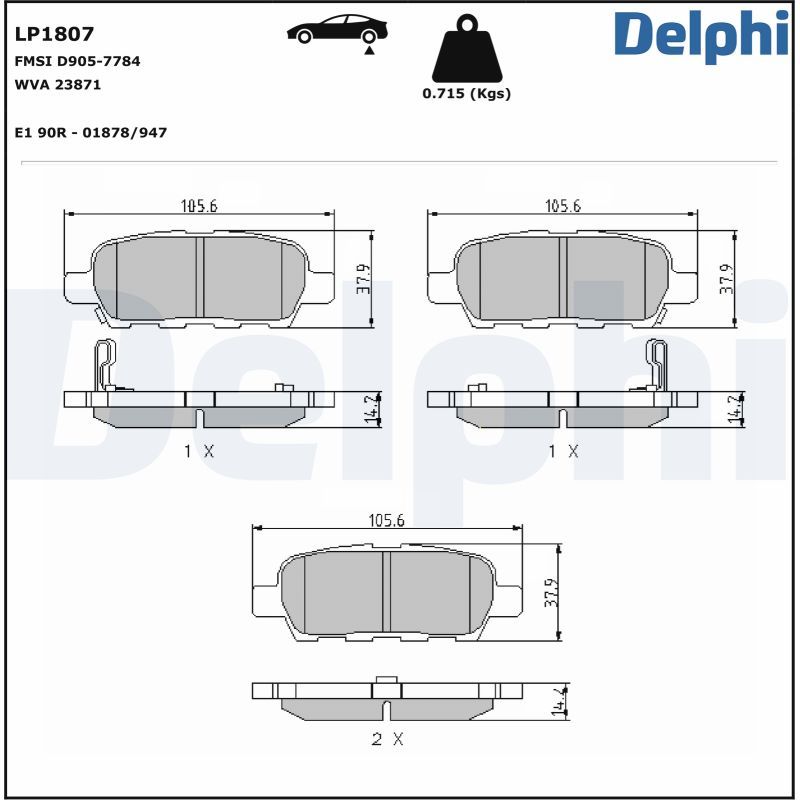 DELPHI LP1807 Brake Pad Set, disc brake
