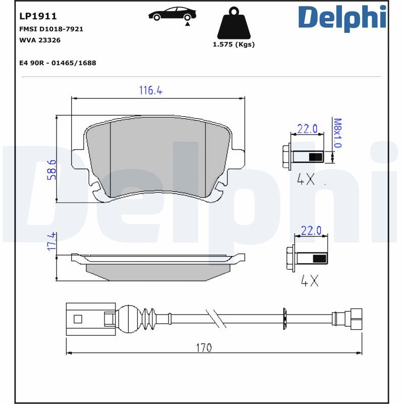 DELPHI LP1911 Brake Pad Set, disc brake