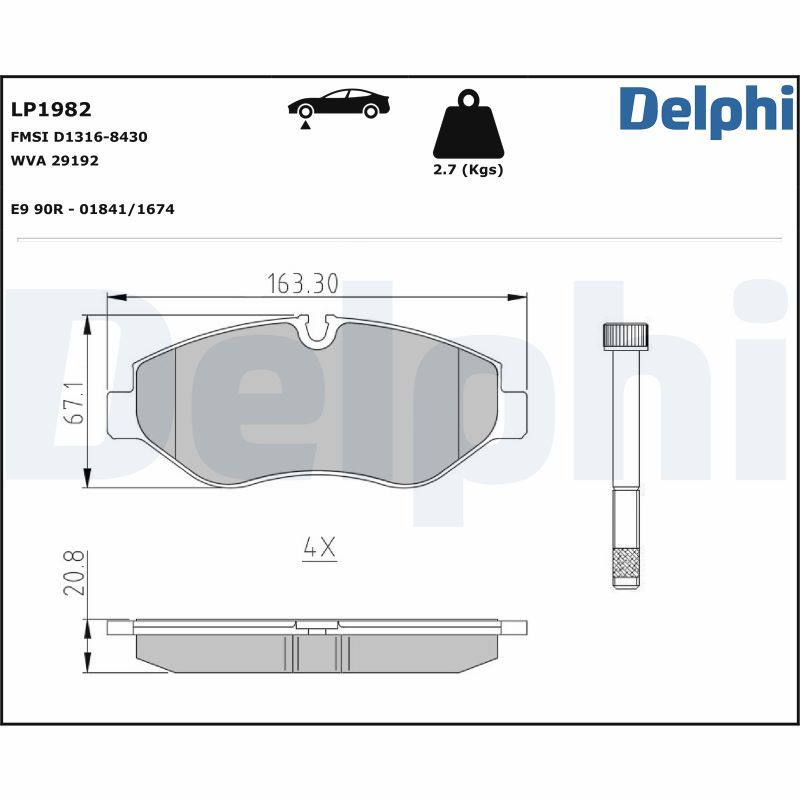 DELPHI LP1982 Brake Pad Set, disc brake