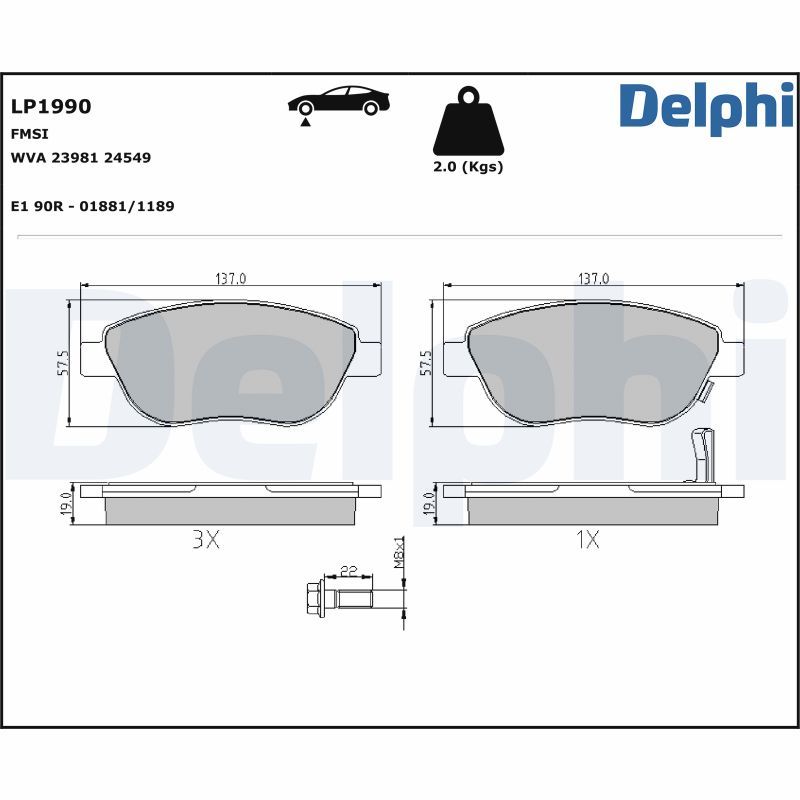 DELPHI LP1990 Brake Pad Set, disc brake