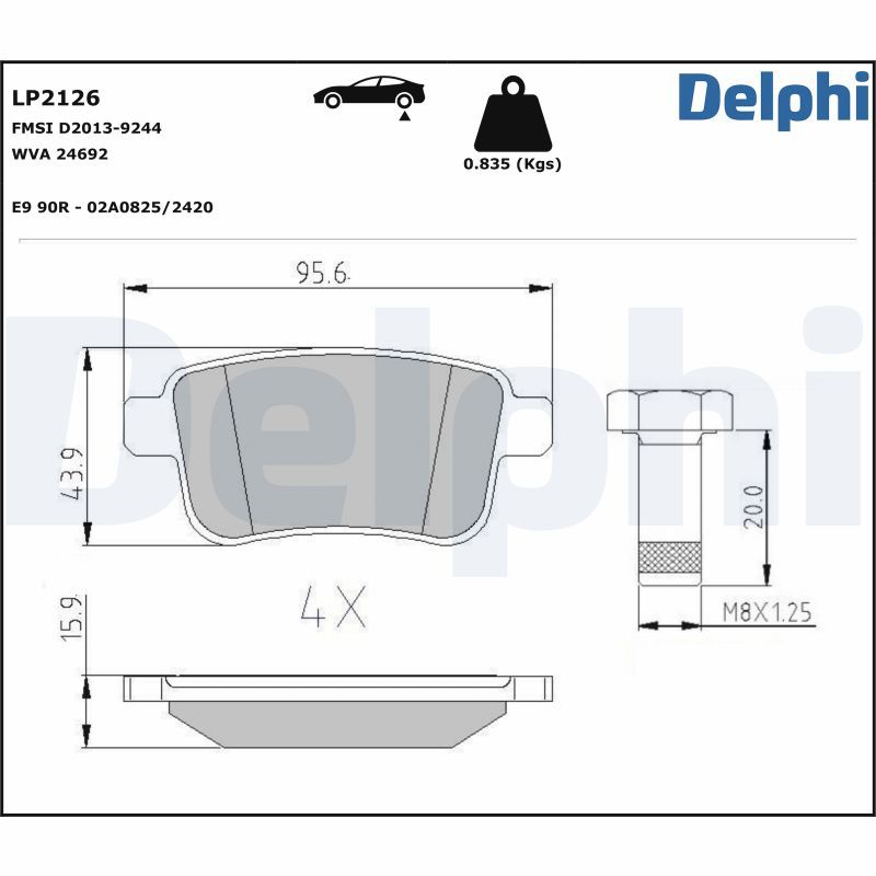 DELPHI LP2126 Brake Pad Set, disc brake