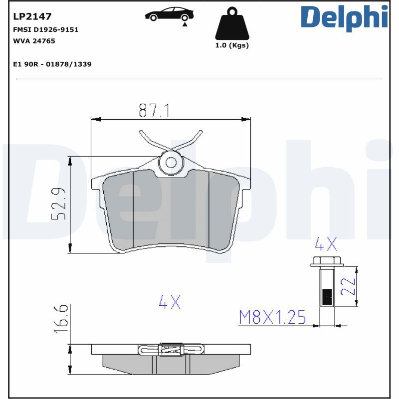 DELPHI LP2147 Brake Pad Set, disc brake
