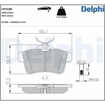 Brake Pad Set, disc brake DELPHI LP2180