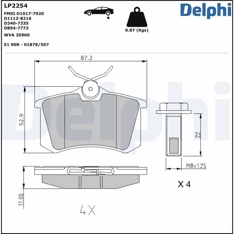 DELPHI LP2254 Brake Pad Set, disc brake