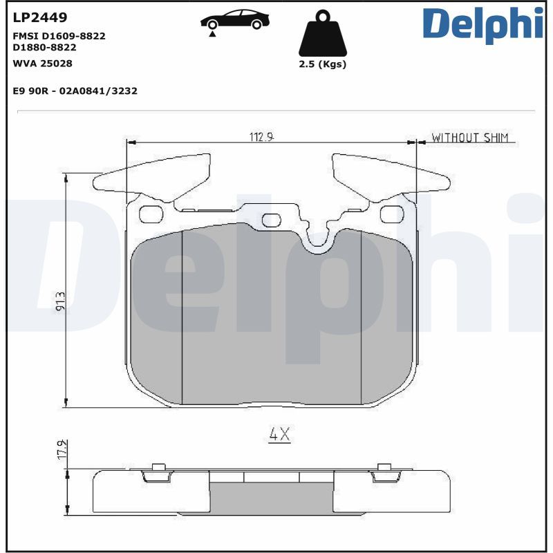 DELPHI LP2449 Brake Pad Set, disc brake