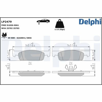 Brake Pad Set, disc brake DELPHI LP2479