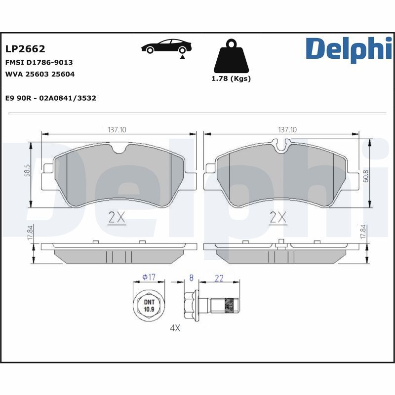 DELPHI LP2662 Brake Pad Set, disc brake