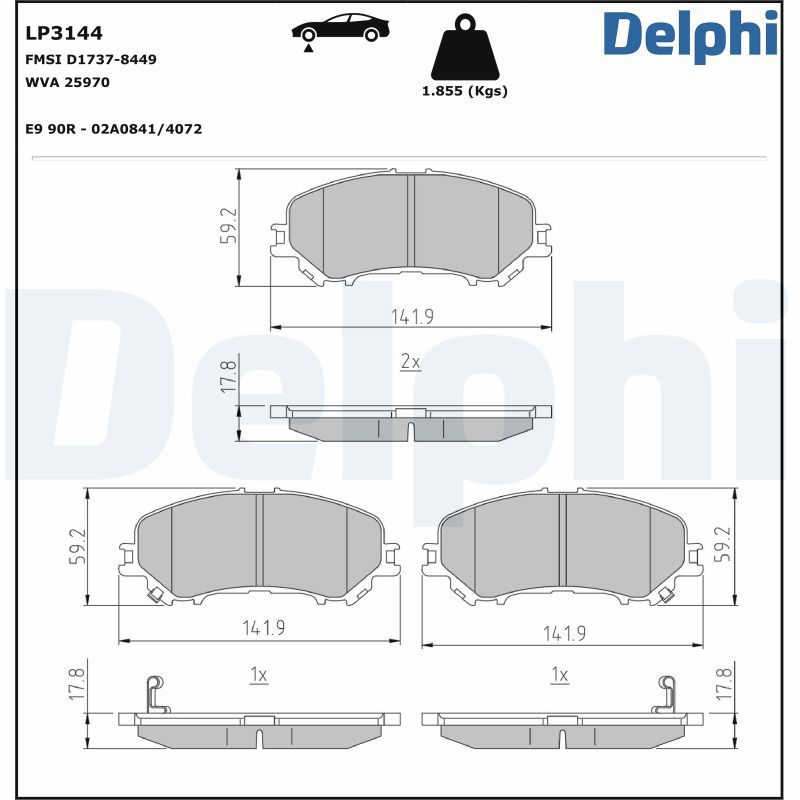 DELPHI LP3144 Brake Pad Set, disc brake