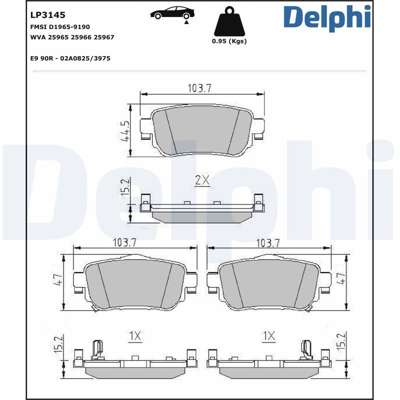 DELPHI LP3145 Brake Pad Set, disc brake