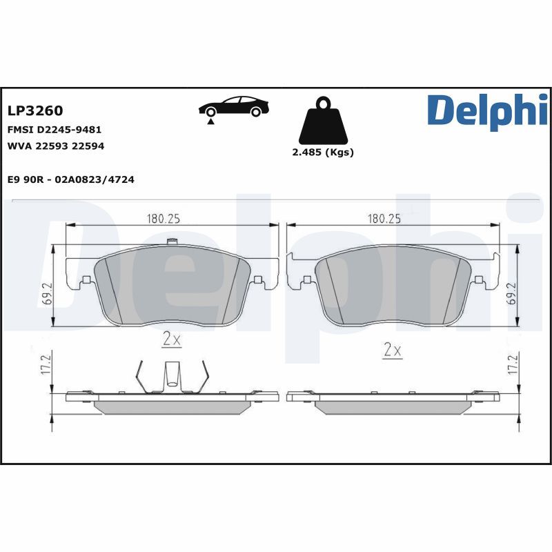 DELPHI LP3260 Brake Pad Set, disc brake