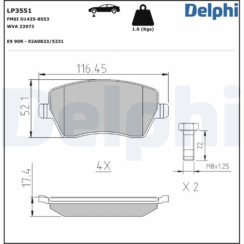 DELPHI LP3551 Brake Pad Set, disc brake