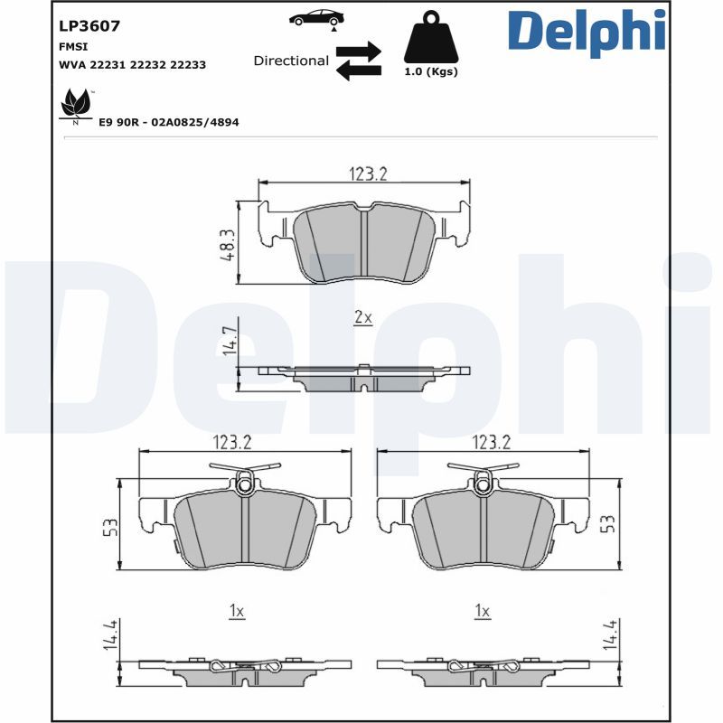 DELPHI LP3607 Brake Pad Set, disc brake