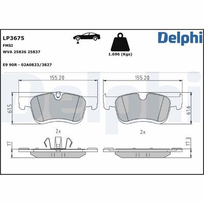 Brake Pad Set, disc brake DELPHI LP3675