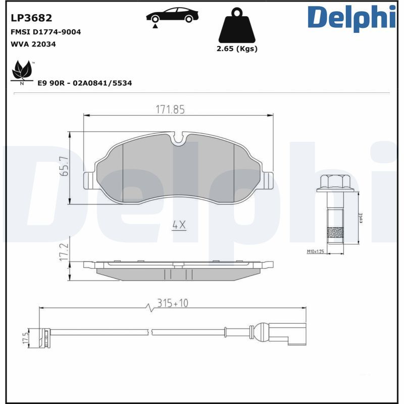 DELPHI LP3682 Brake Pad Set, disc brake