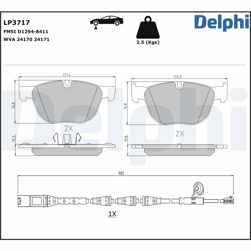 DELPHI LP3717 Brake Pad Set, disc brake