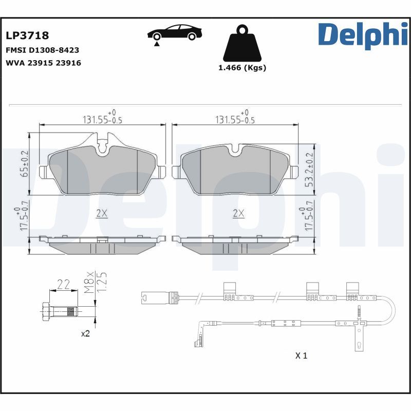 DELPHI LP3718 Brake Pad Set, disc brake
