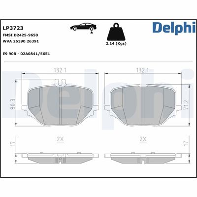 Brake Pad Set, disc brake DELPHI LP3723