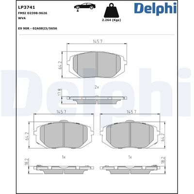 Brake Pad Set, disc brake DELPHI LP3741