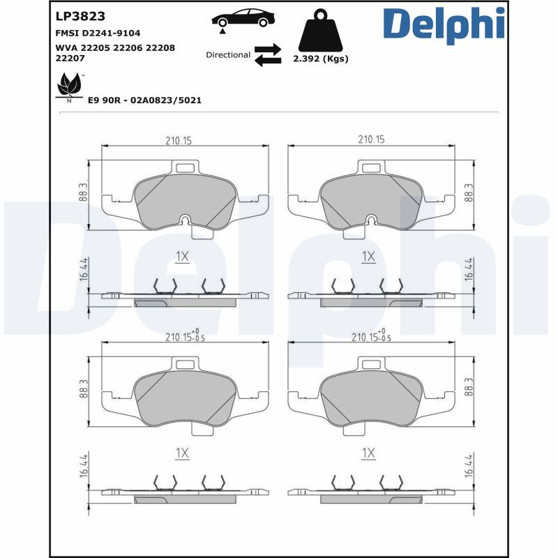 DELPHI LP3823 Brake Pad Set, disc brake