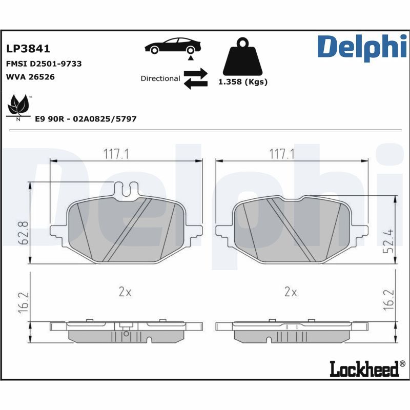 DELPHI LP3841 Brake Pad Set, disc brake
