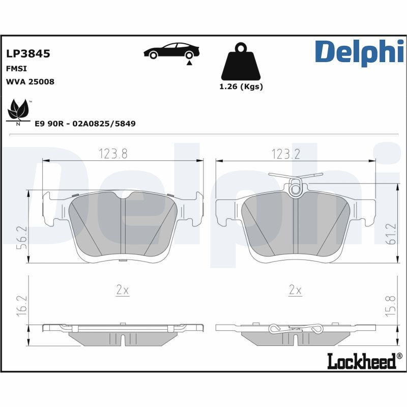 DELPHI LP3845 Brake Pad Set, disc brake