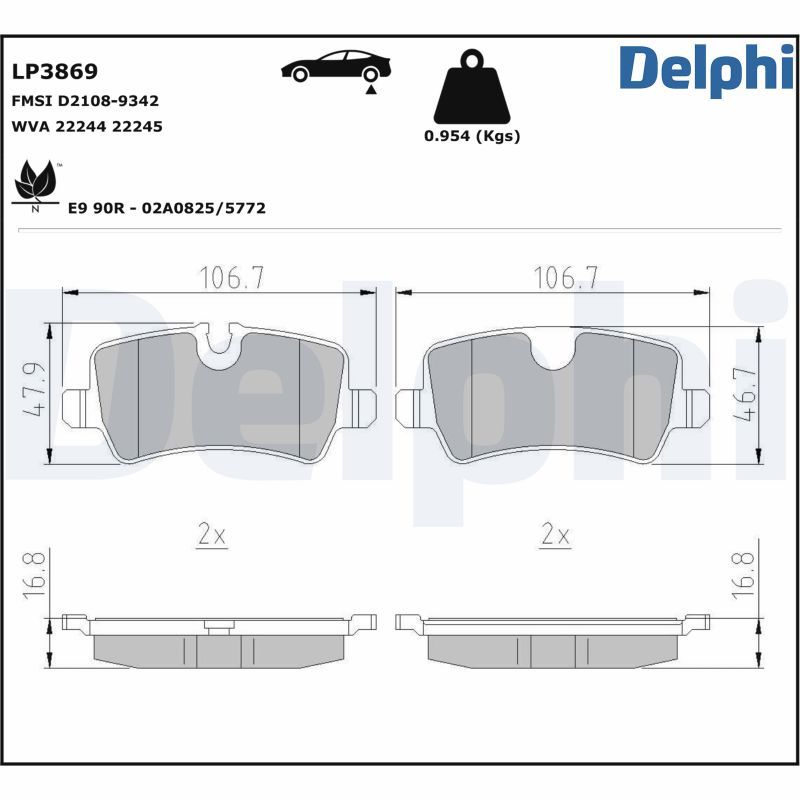 DELPHI LP3869 Brake Pad Set, disc brake