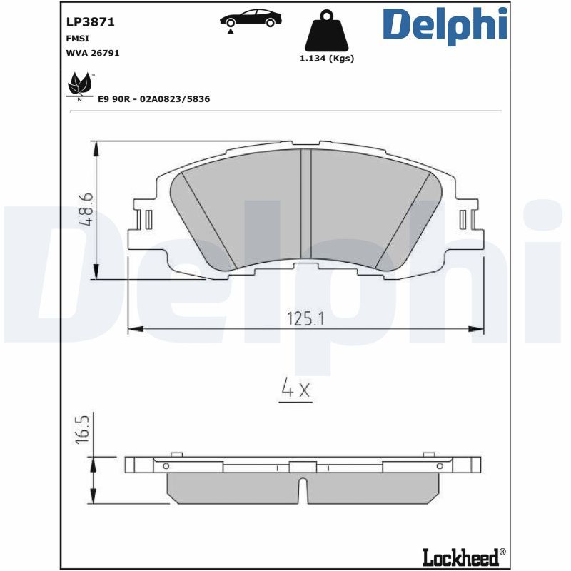 DELPHI LP3871 Brake Pad Set, disc brake