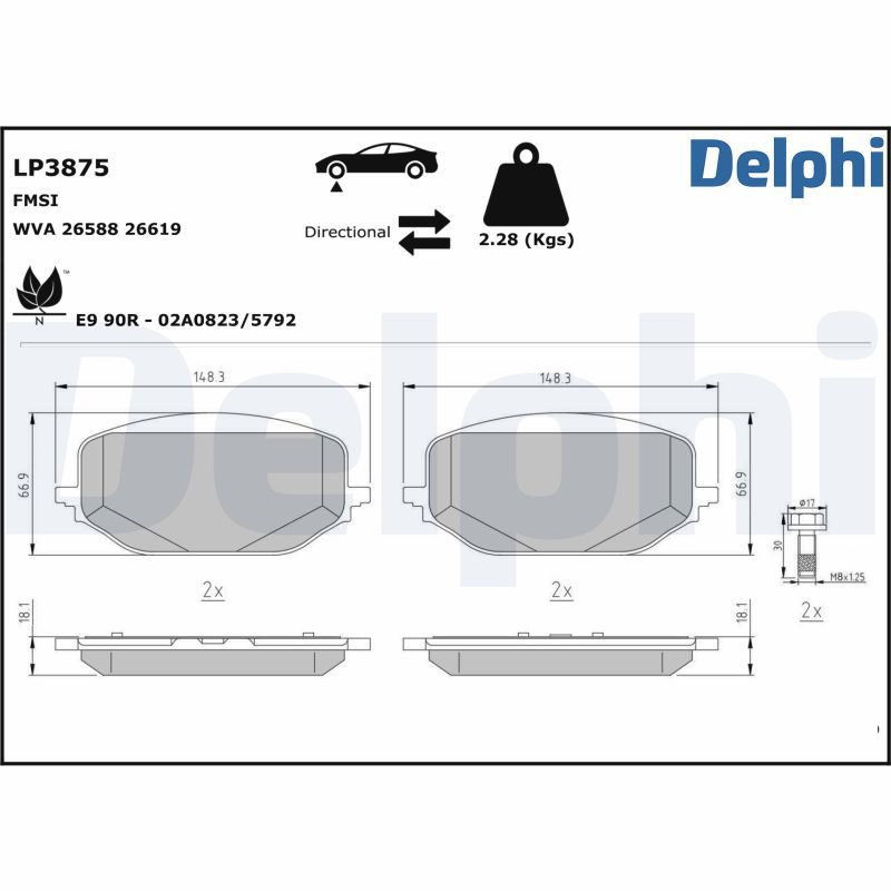 DELPHI LP3875 Brake Pad Set, disc brake