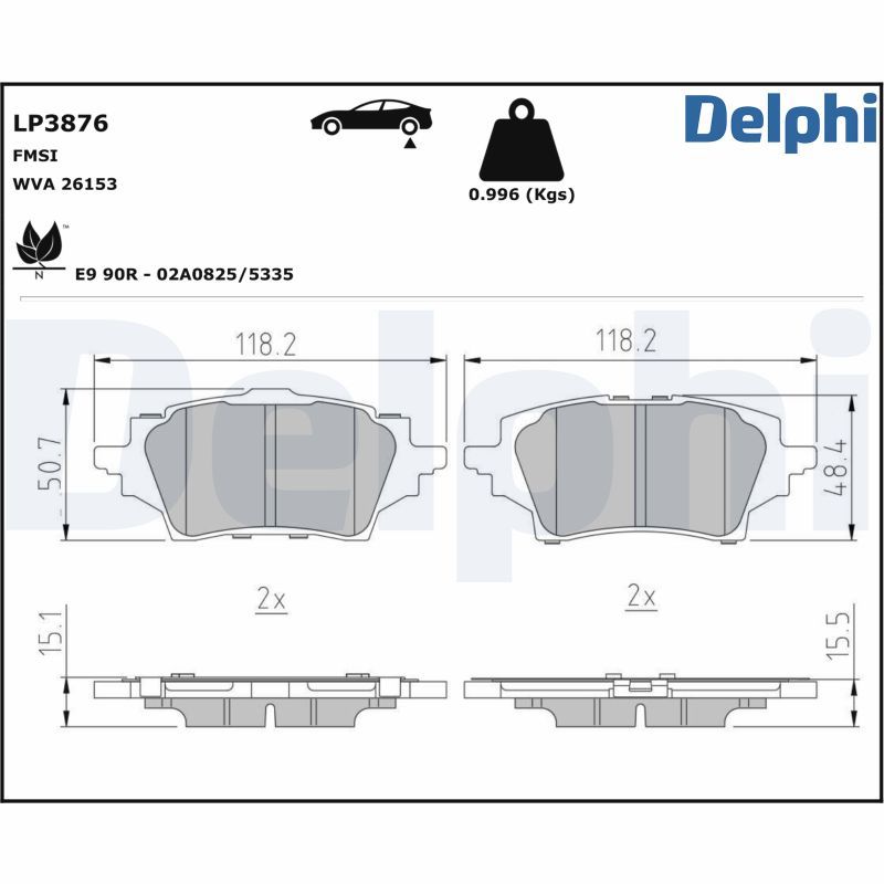 DELPHI LP3876 Brake Pad Set, disc brake