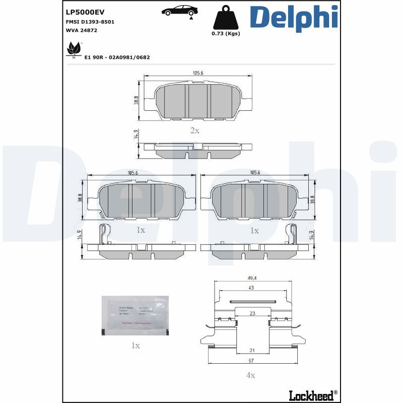 DELPHI LP5000EV Brake Pad Set, disc brake
