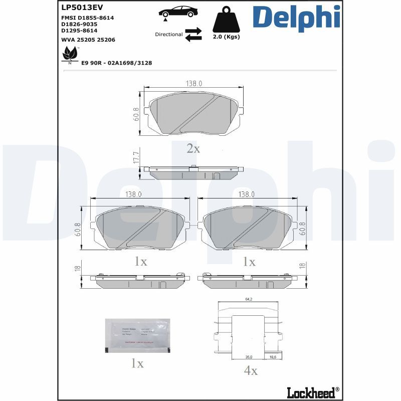 DELPHI LP5013EV Brake Pad Set, disc brake