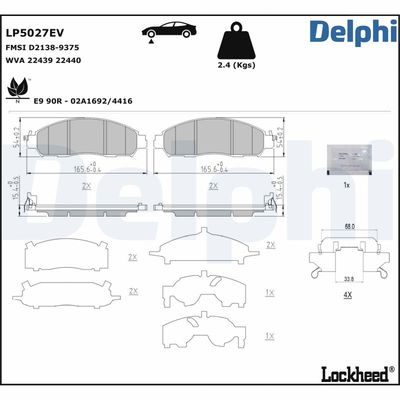 Brake Pad Set, disc brake DELPHI LP5027EV
