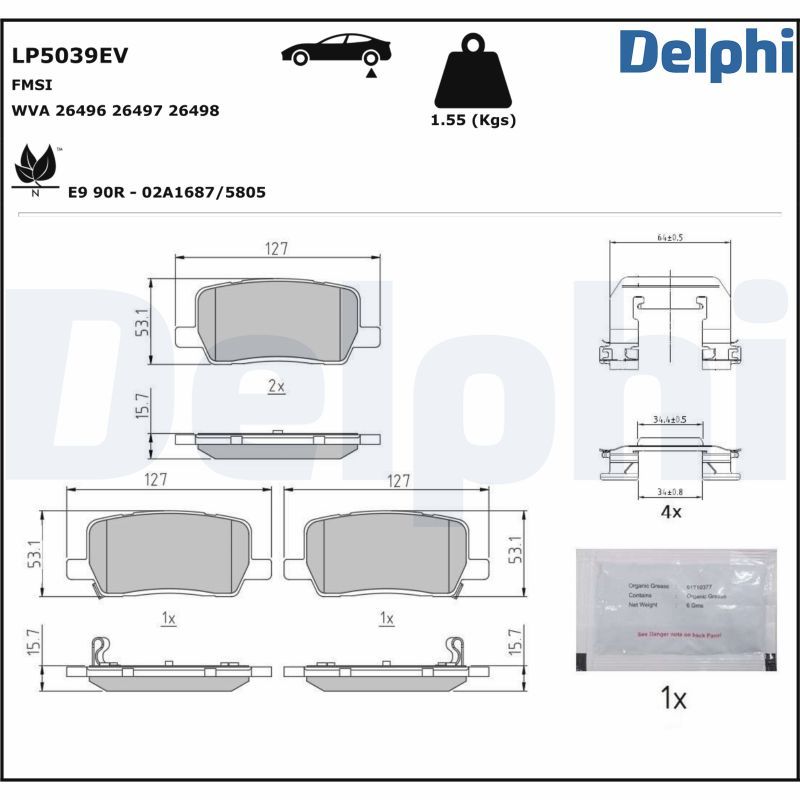DELPHI LP5039EV Brake Pad Set, disc brake