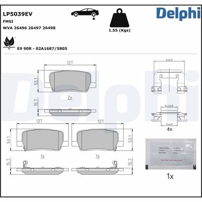 Brake Pad Set, disc brake DELPHI LP5039EV
