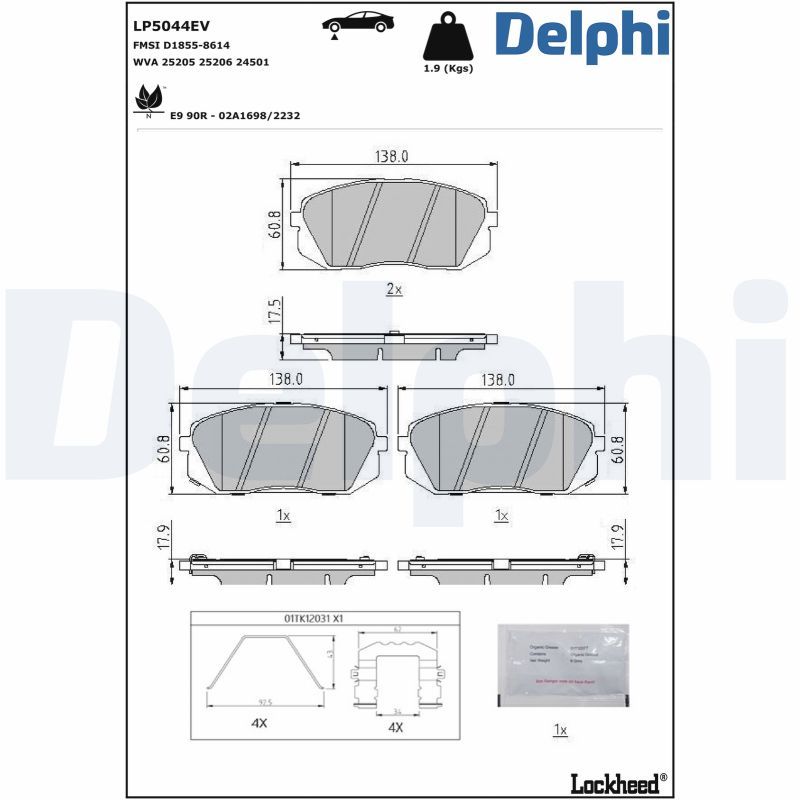 DELPHI LP5044EV Brake Pad Set, disc brake