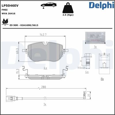 Brake Pad Set, disc brake DELPHI LP5046EV