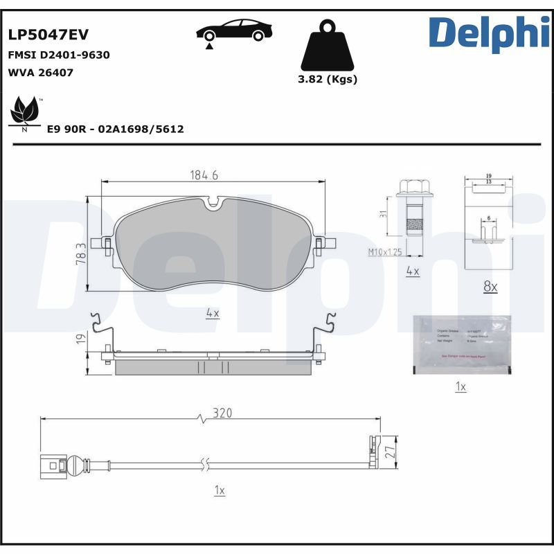 DELPHI LP5047EV Brake Pad Set, disc brake