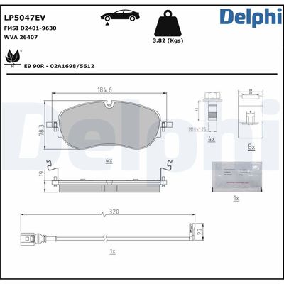 Brake Pad Set, disc brake DELPHI LP5047EV