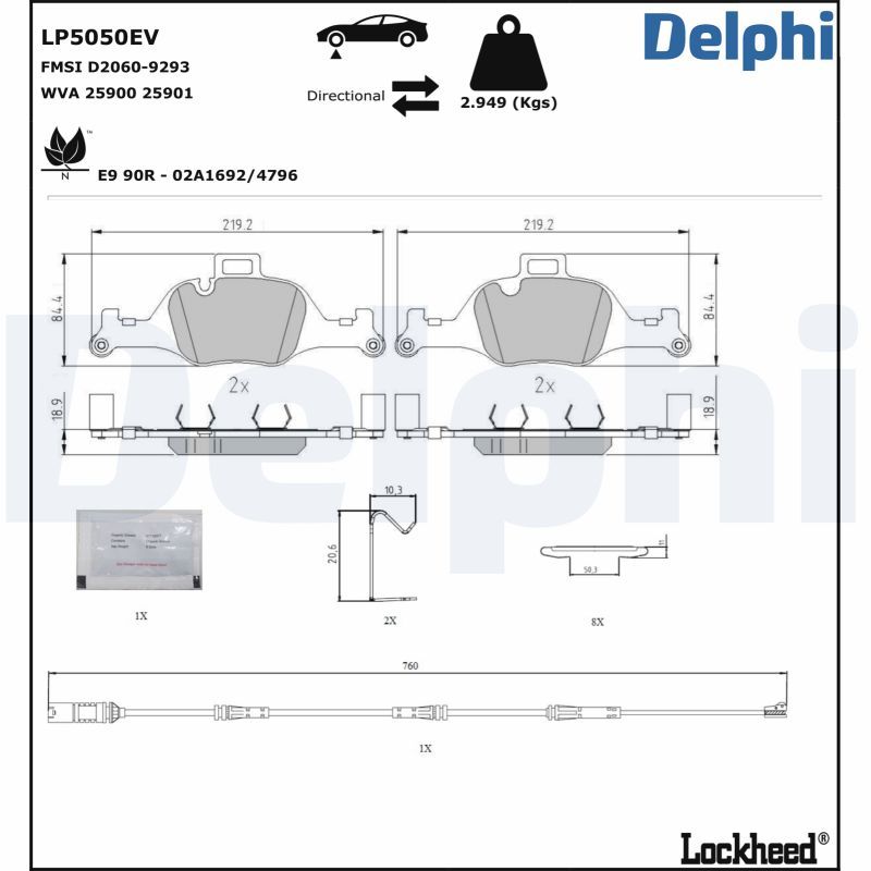 DELPHI LP5050EV Brake Pad Set, disc brake