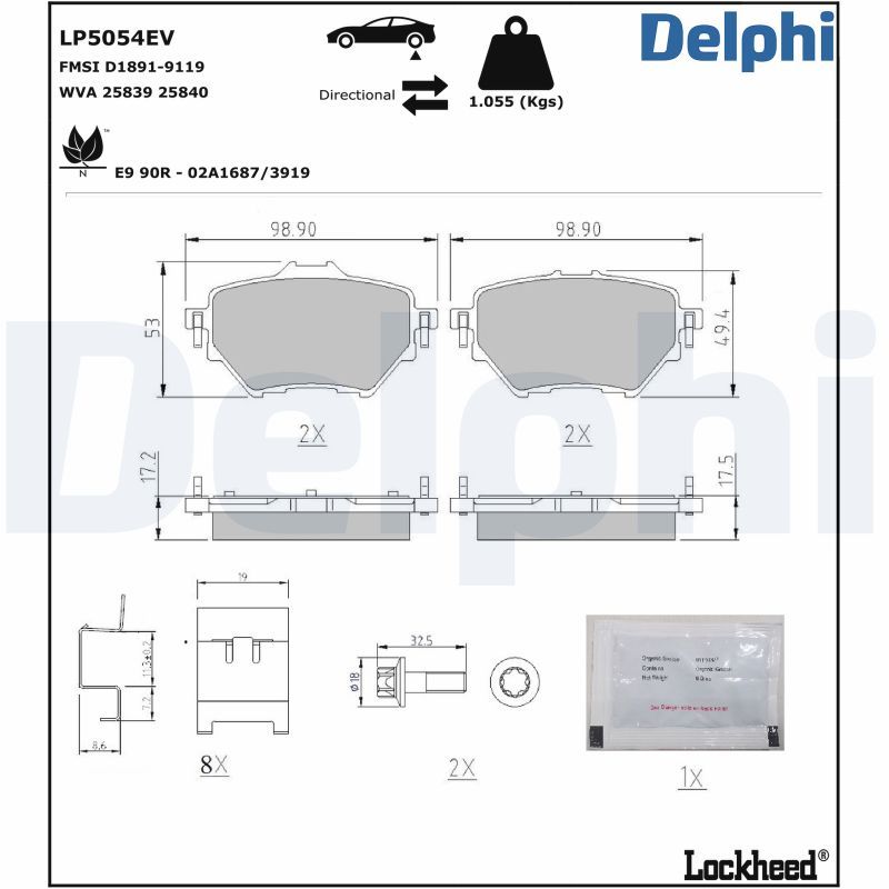 DELPHI LP5054EV Brake Pad Set, disc brake