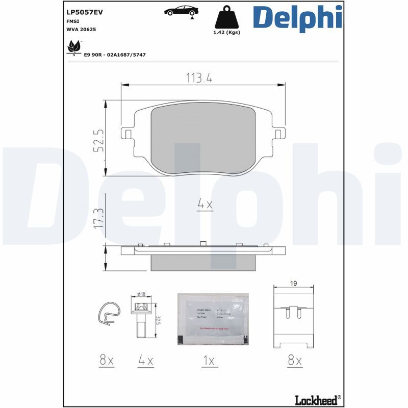 DELPHI LP5057EV Brake Pad Set, disc brake