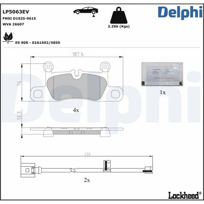 Brake Pad Set, disc brake DELPHI LP5063EV