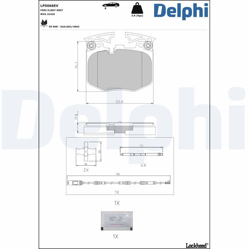 DELPHI LP5066EV Brake Pad Set, disc brake